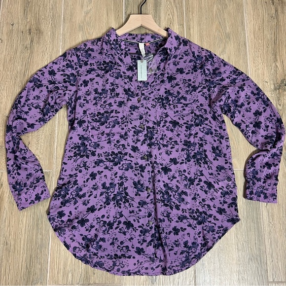 Pilcro Anthropologie Blouse Top Shirt Floral Romy Relaxed Button Oversized Linen - Picture 4 of 14